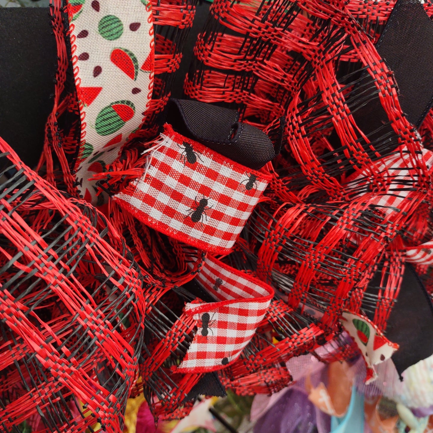 Deco Mesh Wreath Rail, Ant Wreath Rail, Watermelon Wreath Rail, Summer Wreath Rail, Red and Black Wreath Rail