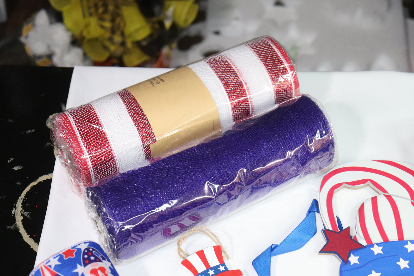 4th of July Gnome Wreath Kit, Deco Mesh Wreath Kit, Patriotic, Red, White, Blue