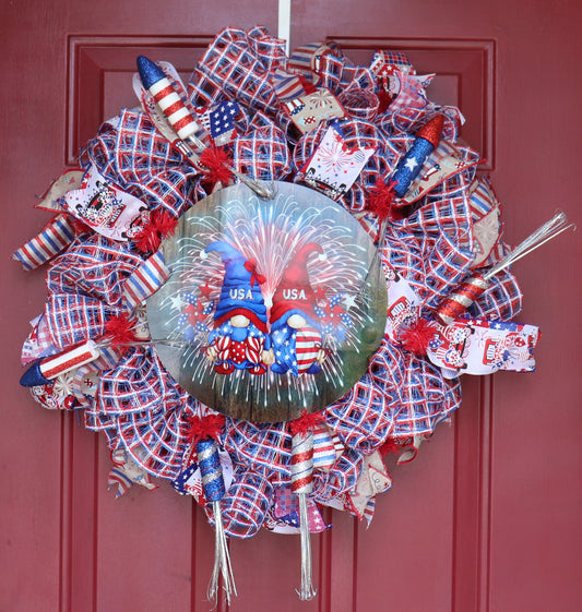 Patriotic 4th of July Gnome Wreath