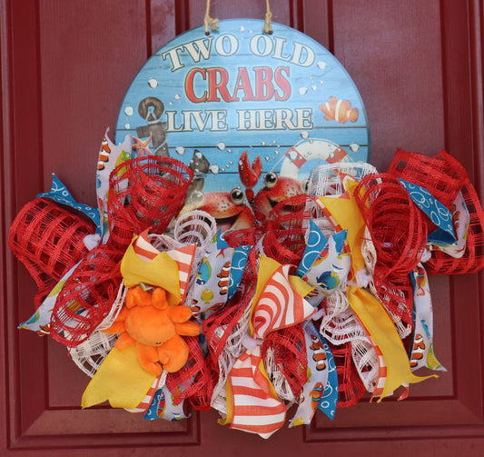 Two Old Crabs Live Here Wreath Rail