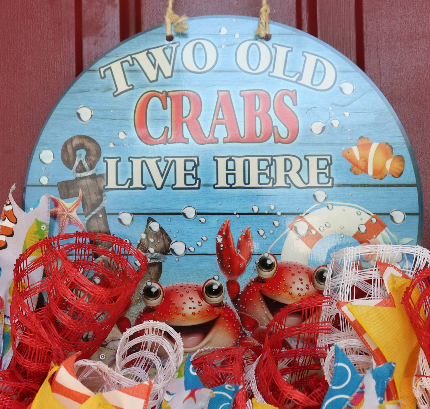 Two Old Crabs Live Here Wreath Rail