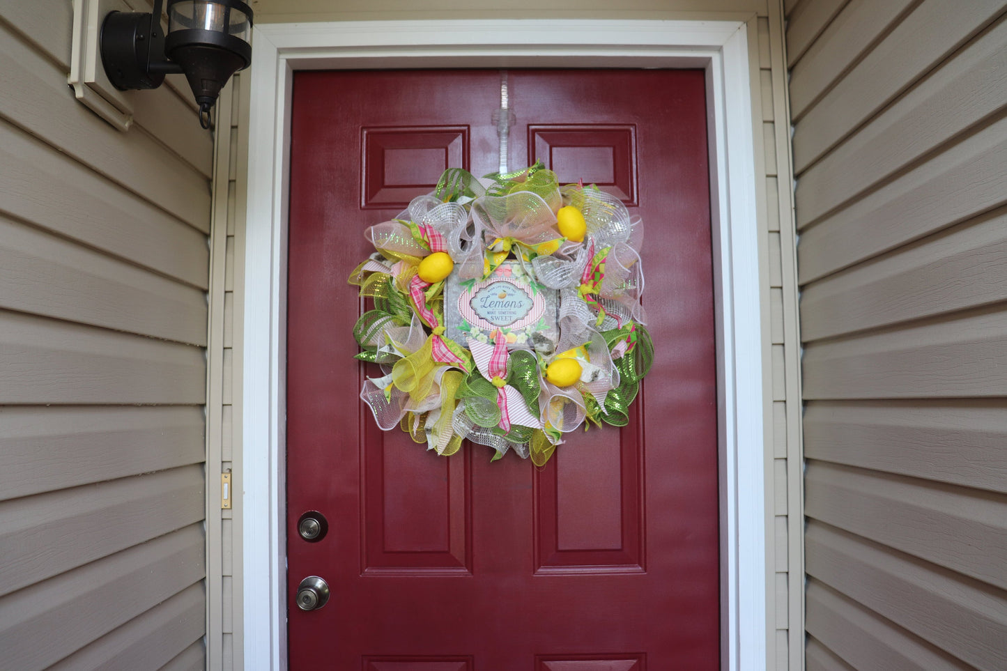 Wreath Deco Mesh Lemons, Everyday Wreath, Summer Wreath, Lemon Wreath