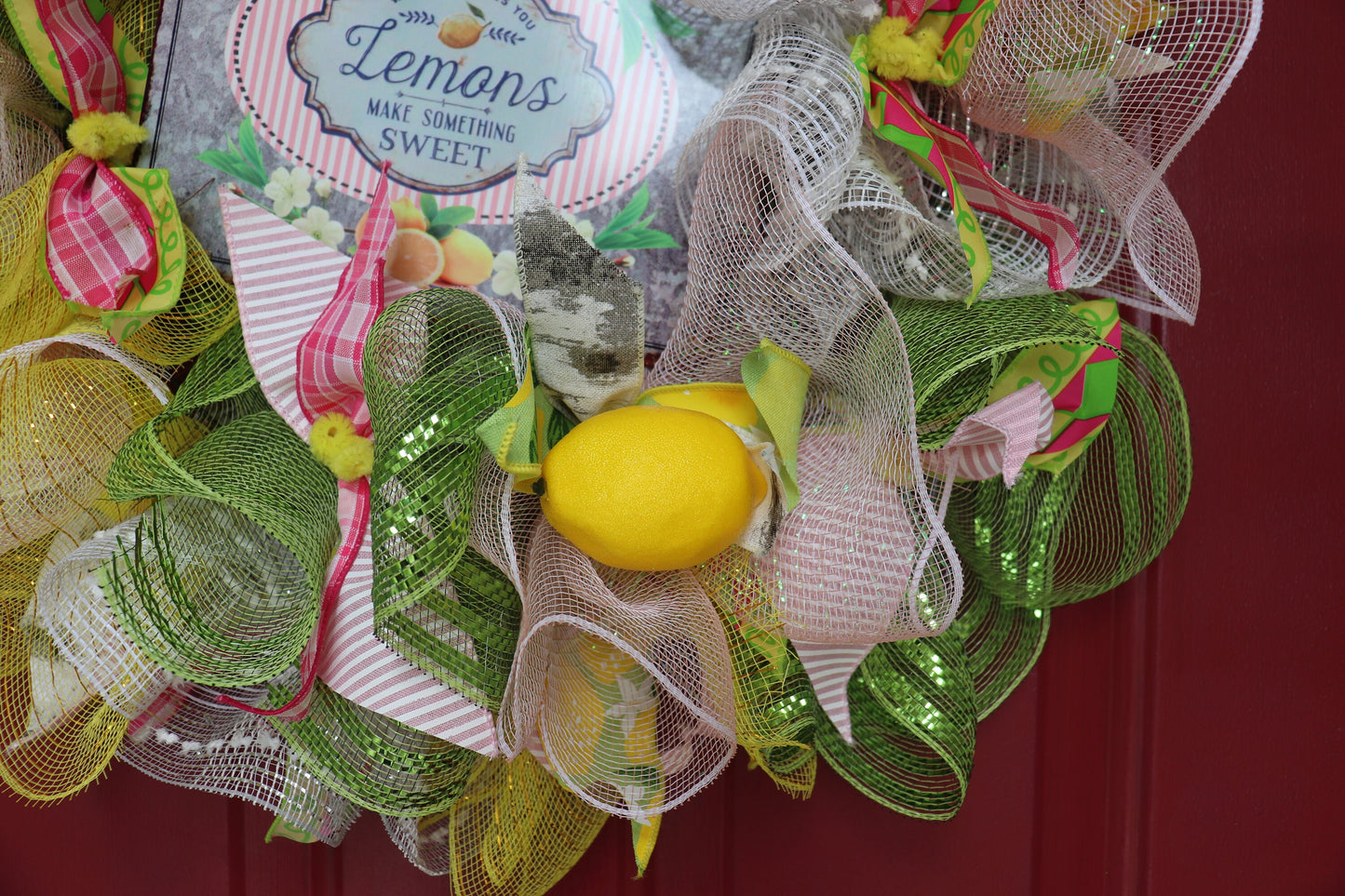 Wreath Deco Mesh Lemons, Everyday Wreath, Summer Wreath, Lemon Wreath