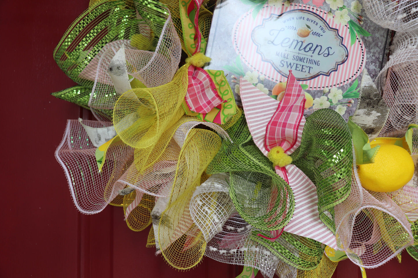 Wreath Deco Mesh Lemons, Everyday Wreath, Summer Wreath, Lemon Wreath