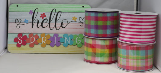 Hello Spring Sign and Ribbon