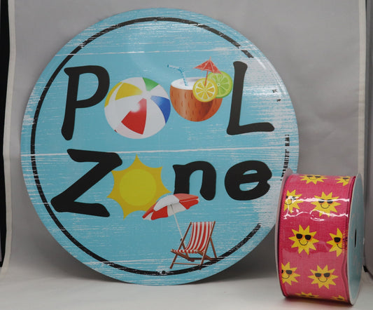 Wreath Sign Pool Zone, Summer, and Ribbon