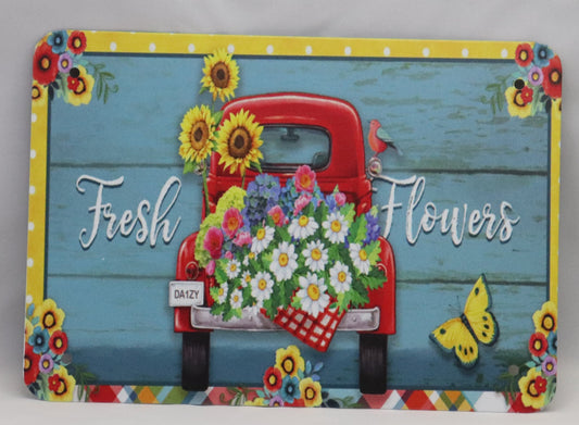 Wreath Sign Red Truck Fresh Flowers