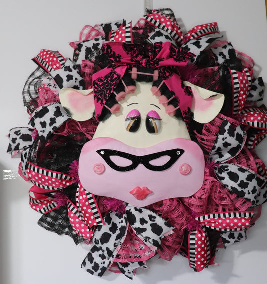 Clarabelle Cow Pink and Black Wreath